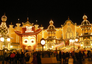 DisneySea вечером, подсветка аттракционов